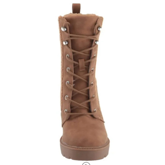 Dolce Vita Dixy Chunky Western Boho Block Heel Tan Lace Up Combat Boot Size 9 - Picture 2 of 5